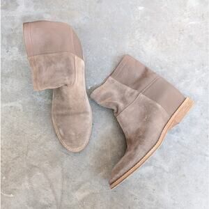 VINCE Grayson Tan Suede/Leather Ankle Hidden Wedge Boots, size 9.5M